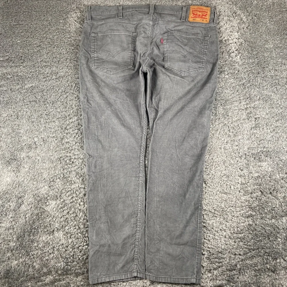 Levis 512 Corduroy Jeans Mens 38x30 Gray Denim Slim Taper Workwear Cotton Blend